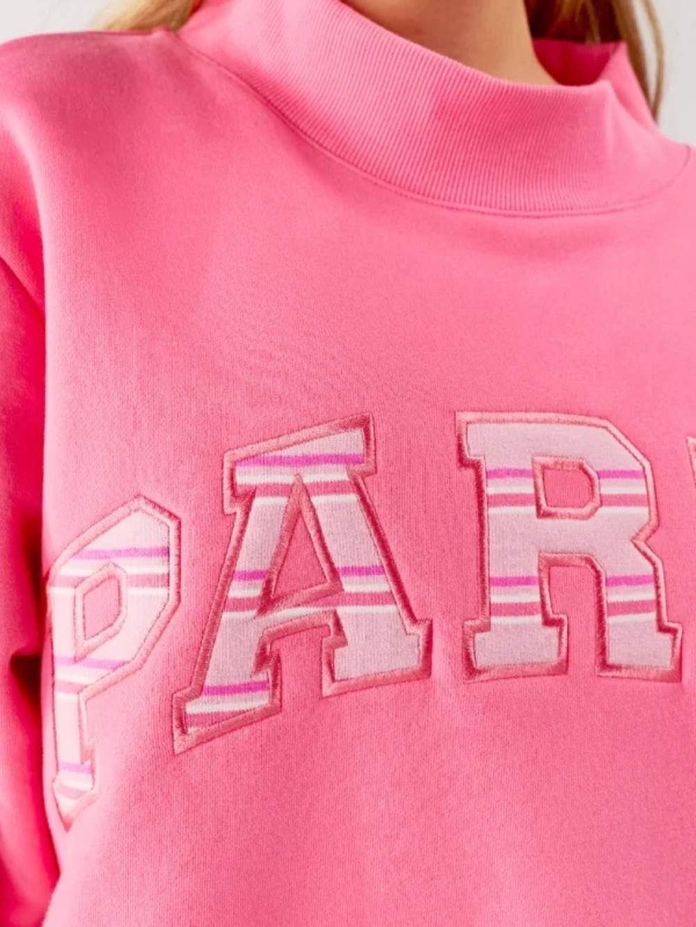 Pink Aid x Parke Varsity Mockneck Sweatshirt Size S/M 🎀🩷 - Picture 2 of 2